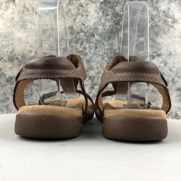 Taos Womens Size 7 Brown The Show Lightweight Leather Hook & Loop Casual Sandals - Picture 7 of 14